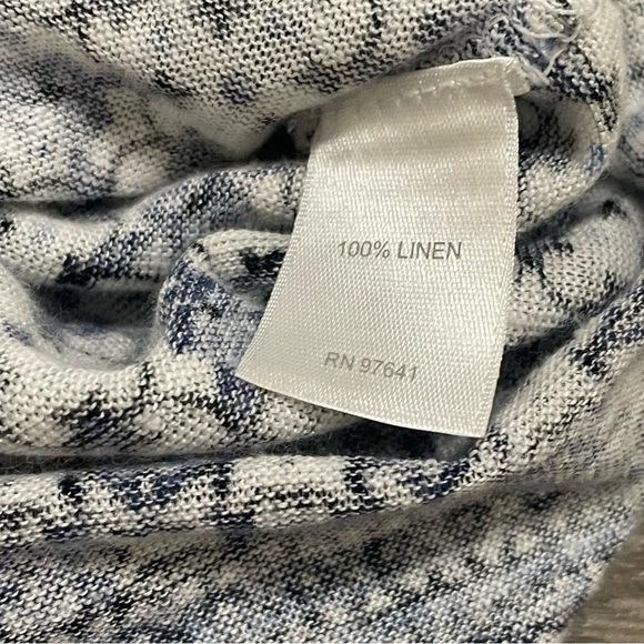 J Jill Love Linen Tunic Top Blue White Floral 3/4 Sleeve 100% Linen Sz M - Picture 7 of 8